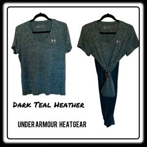 Under Armour HearGear Dark Teal Heather workout shirt. size Large.